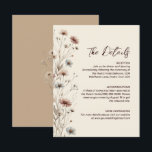 Carte D'accompagnement Rustic Boho Chic Fleur sauvage Détails du Mariage<br><div class="desc">Donnez à vos invités toutes les informations dont ils ont besoin avec cette belle carte de détails mariage. Il présente un design chic boho avec un élégant titre de script,  et des fleurs sauvages sienna et bleu poussiéreux sur un arrière - plan crème.</div>