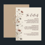 Carte D'accompagnement Rustic Boho Chic Fleur sauvage Détails du Mariage<br><div class="desc">Donnez à vos invités toutes les informations dont ils ont besoin avec cette belle carte de détails mariage. Il présente un design chic boho avec un élégant titre de script,  et des fleurs sauvages sienna et bleu poussiéreux sur un arrière - plan crème.</div>