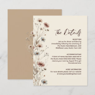 Carte D'accompagnement Rustic Boho Chic Fleur sauvage Détails du Mariage