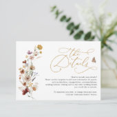 Carte D'accompagnement Rustic Boho Fleur sauvage Garden Détails du mariag (Debout devant)