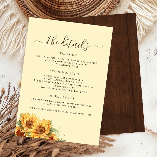Carte D'accompagnement Rustic boho floral barn wood wedding guest details