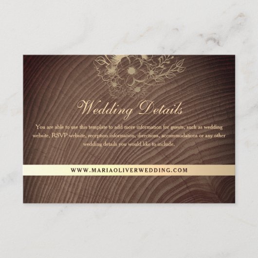 Carte D'accompagnement Rustic Boho Floral Détails du Mariage (Devant)