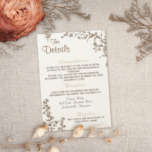 Carte D'accompagnement Rustic Boho Neutral Wildlfower Détails du Mariage