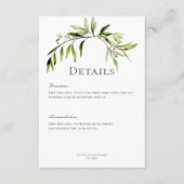 Carte D'accompagnement Rustic Botanical Greenery Bough Détails du Mariage (Devant)