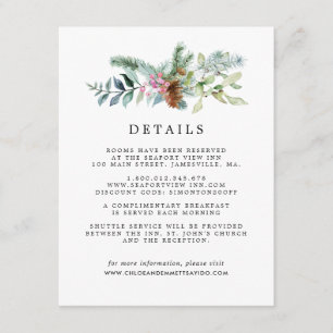 Carte D'accompagnement Rustic Botanical Winter Wedding Détails de l'invit
