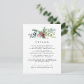 Carte D'accompagnement Rustic Botanical Winter Wedding Détails de l'invit (Debout devant)