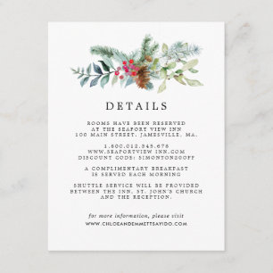 Carte D'accompagnement Rustic Botanical Winter Wedding Détails de l'invit