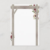 Carte D'accompagnement Rustic Bourgogne Détails du Mariage Floral (Dos)