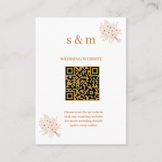 Carte D'accompagnement Rustic Brown & Blush Floral Wedding Website Card