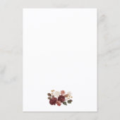 Carte D'accompagnement Rustic Burgundy Floral Wedding Info Card (Dos)