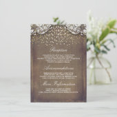 Carte D'accompagnement Rustic Burlap Gold Confetti Lace Détails du Mariag (Debout devant)
