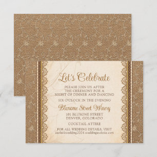 Carte D'accompagnement Rustic Burlap LaceWedding Réception Website