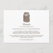 Carte D'accompagnement Rustic Burlap Mason Jar Détail du Mariage (Devant)