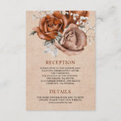 Carte D'accompagnement Rustic Burlap Rose Terracotta Détails du Mariage (Devant)