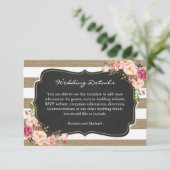 Carte D'accompagnement Rustic Burlap Stripes Floral Détails du Mariage In (Debout devant)