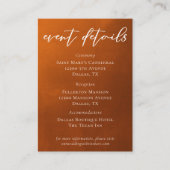 Carte D'accompagnement Rustic Burnt Orange Autumn Mariage Détails de l'év (Devant)