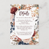 Carte D'accompagnement Rustic Burnt Orange Boho Floral Détails du Mariage (Devant)