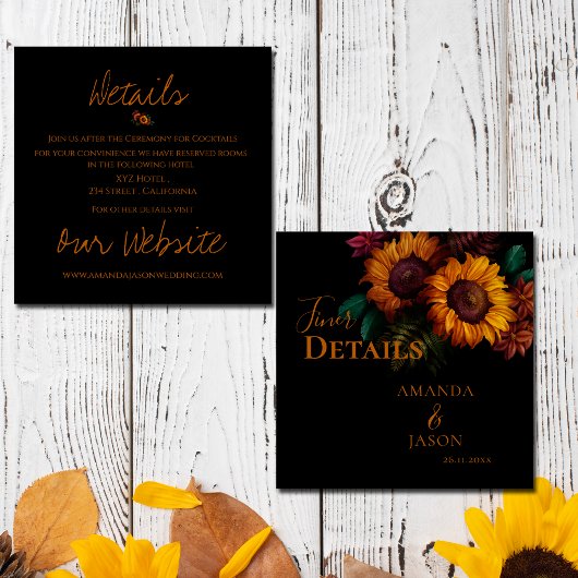 Carte D'accompagnement Rustic Burnt Orange Floral Détails du Mariage