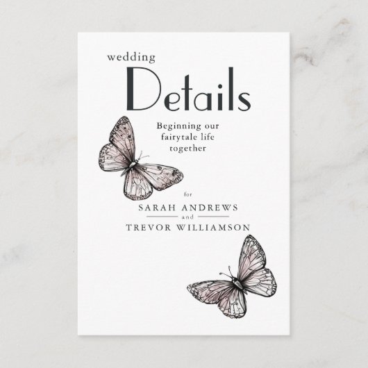 Carte D'accompagnement Rustic Butterflies Sketch Blush  (Devant)