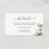 Carte D'accompagnement Rustic Chic Greenery Eucalyptus Détails du Mariage (Devant)