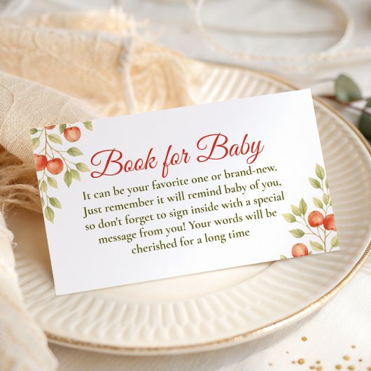 Carte D'accompagnement Rustic  Clothesline Apple Book For Baby Shower