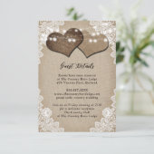 Carte D'accompagnement Rustic Country Burlap Floral Lace Mariage (Debout devant)