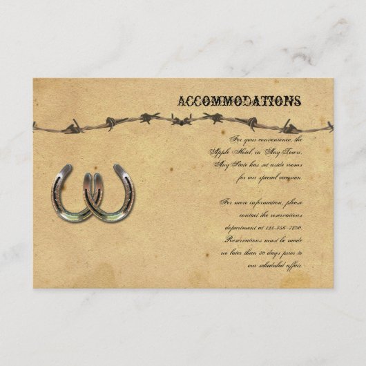 Carte D'accompagnement Rustic Country Horseshoe Barbed Mariage (Devant)
