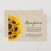 Carte D'accompagnement Rustic Country Sunflower Burlap Réception de maria (Devant / Derrière)