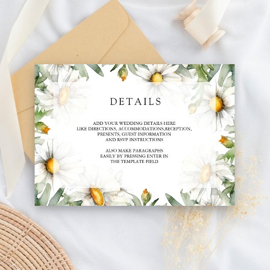 Carte D'accompagnement Rustic Daisies Floral Wedding Details