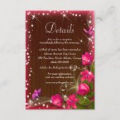 Carte D'accompagnement Rustic Dark Wood Rose Floral Détails du Mariage (Devant)