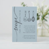 Carte D'accompagnement Rustic Dusty Blue Bridal Shower Recipe (Debout devant)