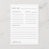 Carte D'accompagnement Rustic Dusty Blue Bridal Shower Recipe (Dos)