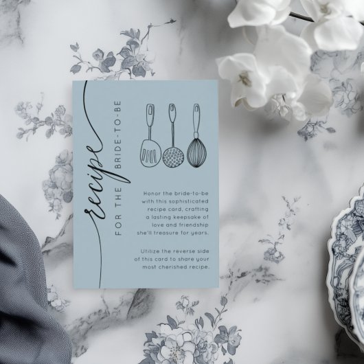 Carte D'accompagnement Rustic Dusty Blue Bridal Shower Recipe