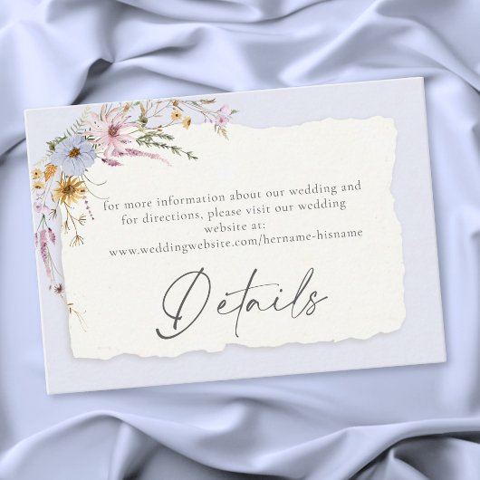 Carte D'accompagnement Rustic Dusty Blue Romantic Wildflower Wedding