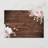 Carte D'accompagnement Rustic Dusty Rose Blush Floral Détails du Mariage (Dos)
