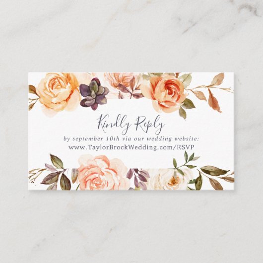 Carte D'accompagnement Rustic Earth Florals Site Mariage RSVP (Devant)