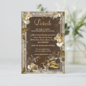 Carte D'accompagnement Rustic Elegance White Rose Détails du Mariage (Debout devant)