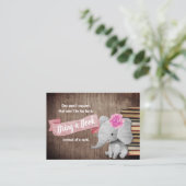 Carte D'accompagnement Rustic Elephant Girl apporte un Baby shower de liv (Debout devant)