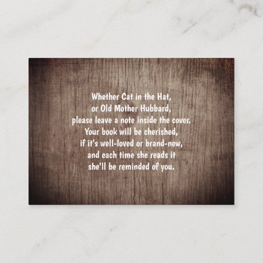 Carte D'accompagnement Rustic Elephant Girl apporte un Baby shower de liv (Dos)