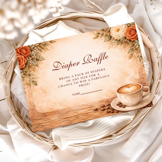 Carte D'accompagnement Rustic Fall A Baby Is Brewing Diapper Raffle