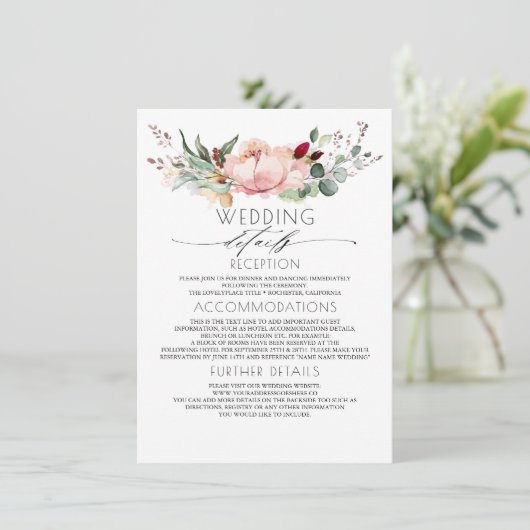 Carte D'accompagnement Rustic Fall Bloom Information Mariage Invité (Debout devant)
