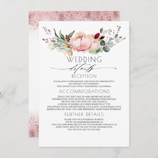 Carte D'accompagnement Rustic Fall Bloom Information Mariage Invité (Devant / Derrière)