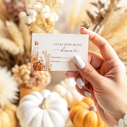 Carte D'accompagnement Rustic Fall Citrouille Combien de baisers jeu de n