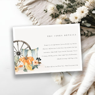 Carte D'accompagnement Rustic Fall Citrouille Feuilles de Mariage Floral