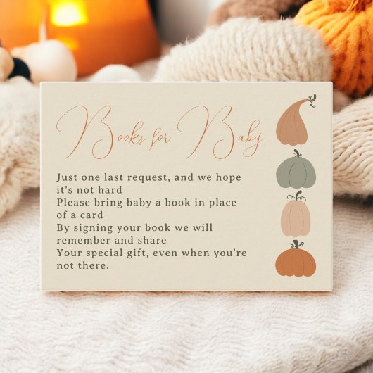 Carte D'accompagnement Rustic Fall Citrouille livres pour baby shower