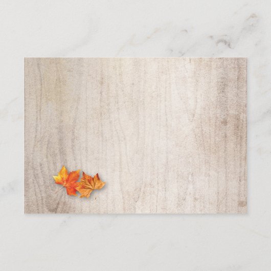 Carte D'accompagnement Rustic Fall Leaves String Lights Détails du Mariag (Dos)