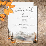 Carte D'accompagnement Rustic Fall Mountain Détails de l'aquarelle<br><div class="desc">Echappez-vous à une retraite de montagne d'automne sereine avec votre carte de boîtier de détails mariages. Ce design exquis présente un tableau d'aquarelle époustouflant d'une montagne majestueuse, entourée d'arbres ornés de feuillage d'automne, leur beauté flanquant les eaux sereines. Les tons naturels doux de bronze, brun, rouille, or et gris créent...</div>