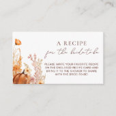 Carte D'accompagnement Rustic Fall Pumpkin Bridal Recette (Devant)