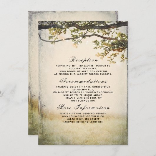 Carte D'accompagnement Rustic Fall Tree Branches Détails du Mariage (Devant / Derrière)