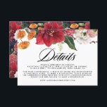 Carte D'accompagnement Rustic Falling Feuille Automne Détails du Mariage<br><div class="desc">Cette carte de détails mariage d'automne personnalisable permet aux clients de connaître les détails de votre événement. Il présente des amaryllis aquarelle, des roses, des ranunculus et des chrysanthèmes avec un motif floral assorti. Personnalisez en ajoutant vos détails. Cette carte aux détails floraux est parfaite pour les mariages d'automne et...</div>